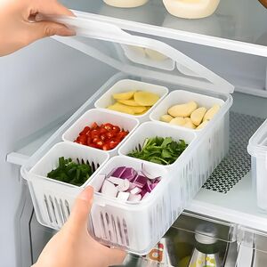 hago Refrigerator Organizer Container with 6 Grid Compartments