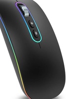 cimetech Dual Mode (BT 5.1+2.4G) Wireless Mouse with LED Lights, Silent Portable Lightweight Rechargeable Mouse for Laptop, Compatible with Mac OS/Windows/Chrome OS - Black