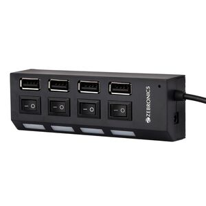 ZEBRONICS 150Hb 4 Port USB Hub with Dedicated On/Off Switch