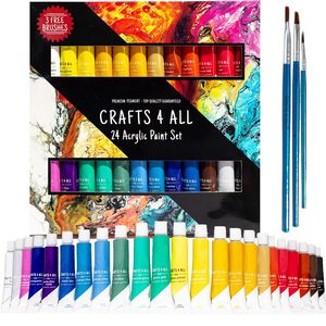 Crafts 4 ALL Acrylic Paint Set For Kids And Adults - 24 Pack Of 12Ml 