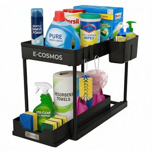 E-COSMOS® 2-Tier Under Sink Organizer (Black)