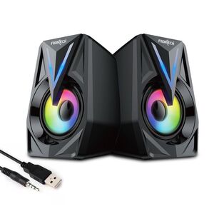 FRONTECH Multimedia Speakers | 12W Output | 2.0 Channel Stereo Sound | RGB Lighting | USB Powered | 3.5mm AUX | 1 Year Warranty (SPK-0014)