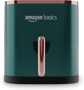 Amazon Basics 3.5L Electric Air Fryer | 1200 W | Temp. Settings Up to 200°C | 7 Pre-set Options | 360° High Speed Air Circulation | Non-Stick Coated | Touch Control Display | 1 Year Warranty (Green) 