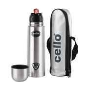 Cello Flip Style Stainless Steel Vacuum Insulated Flask with Jacket 1 L