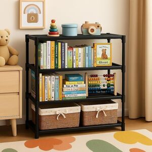 YouCopia Book Self – 4 Cases Portable Book Shelf (Black) 