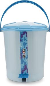 Nayasa Army Pedal Bin- 11.5 Ltrs | Dustbin with Lid | Garbage Waste Bin with Handle | For Kitchen - Bathroom | Strong & Durable | Blue 