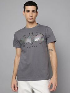 Free Authority Grey Cotton Regular fit Printed T-Shirt