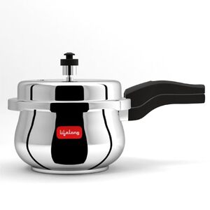 Lifelong Stainless Steel Curve Pressure Cooker 2Liters (Silver)