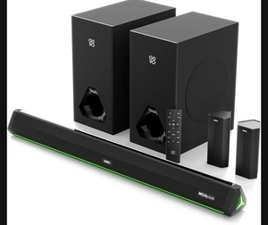 GOVO GOSURROUND 999 | 660W,True Dolby Audio, Dual 6.5" Subwoofers with Dual Satellites,5.2 Surround Soundbar (Platinum Black)