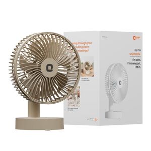 Orient Electric Elfie Rechargeable Personal Fan | 90° Adjustable Airflow (Beige)