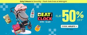 Firstcry - Beat The Clock- Flat 50% OFF* on Select Range | CODE: ARLBTC