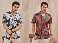 Men Printed Casual Red Shirt at just 80