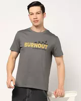 YOUSTA Men Typographic Print Regular Fit Crew-Neck T