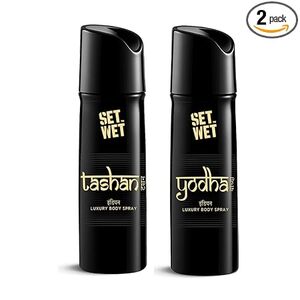 Set Wet Tashan & Yodha Indian Luxury Body Spray I Long Lasting Body Spray for Men I Manly & Luxury Fragrance for Men, 150ml Pack of 2