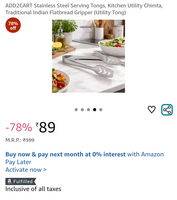 ADD2CART Stainless Steel Serving Tongs