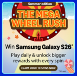 Amazon The Mega Wheel Rush: Play daily & unlock rewards, cashback offers, Win Samsung S26 and more