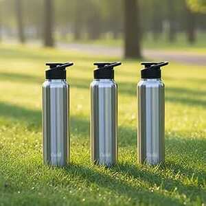 Clazkit Amaze 1000ml Sporty Stainless Steel Water Bottle Set of 3