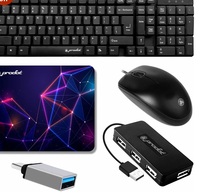 Prodot 5-in-1 Wired Combo Pack | Wired Keyboard + Comfy Optical Mouse + 4 in1 Port USB Hub + Type C OTG + Anti-Slip Mouse Pad | for Laptop/Desktop/Windows