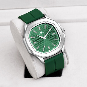 Loretta New Latest Green Silicone Strap Embossed Sqaure Dial Analog Watch  - For Men LT_63