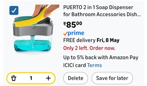 PUERTO 2 in 1 Soap Dispenser 400 ML with Sponge Holder 