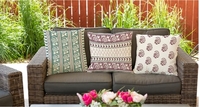 BRICK HOME Both Side Block Print Tinsy_Buti Cushion Cover Set of 5 (16 x 16 Inches)