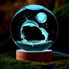 HAMSA KITCHEN & LIFESTYLE 3D Crystal Ball With LED Wooden Base-Solar System Night Light