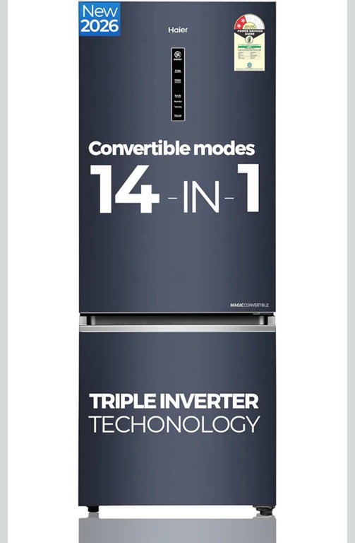 52% off on - Haier 325 L 2 Star Frost Free Bottom Mount Double Door Refrigerator (2026, HEB-332GBA-P, Graphite Black)  - Rs. 28890