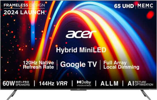 78% off on - acer 163.9 cm (65 inch) Ultra HD (4K) Mini LED Smart Google TV - Rs. 36532