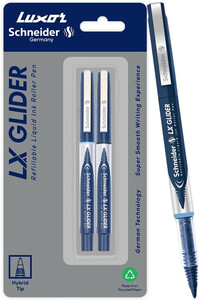 LX Glider ( Blue + Black ), Refillable, Hybrid Tip, Smooth Glide, Liquid Ink Roller Ball Pen on Flipkart