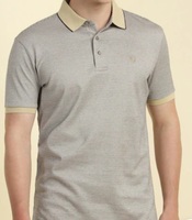 Men beige texture polo t-shirt 
