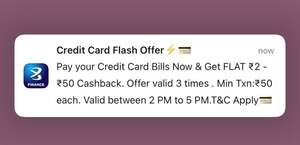Bajaj App | 2- 50 CB Reward | CC Bill 50x3 | 3 Times | 2-5 pm