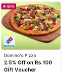 Flipkart Supercoins- Dominos Rs. 100 gc using 97 Supercoins