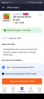 Get Bigbasket voucher of 500 @375 + SC on Flipkart 