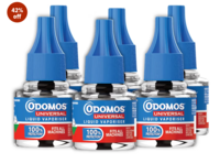 Odomos Universal Liquid Vaporiser 45ml X Pack Of 6 | Mosquito Repellent Single Refill | 100% Protection| Fits All Machines