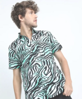 HIGHLANDER Men Navy Blue & Yellow Slim Fit Horizontal Stripes Striped Cotton Casual Shirt