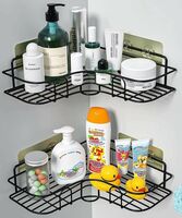 Landwood 2 pcs bathroom corner shelf rack adhesive stand and accessories stainless steel wall shelf