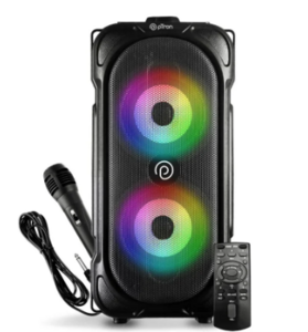 Ptron Fusion Party V2 40w Karaoke Bluetooth Party Speaker With 3m Wired Microphone (black)