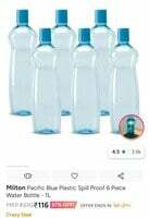 Myntra | Milton Pacific Blue Plastic Spill Proof 6 Piece Water Bottle - 1L