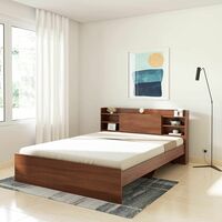 Amazon Brand - Solimo Picton Engineered Wood Queen Size Bed Without Storage (Asian Walnut


