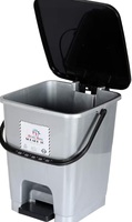 Heart Home Step-On Pedal Dustbin/Waste Bin with Lid|Solid Color & Durable Plastic|Size 32 x 30 x 26 CM, Capicity 10 Ltr (Grey)-HHEART16403