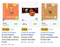 Blinkit | Acme Poshan Protein Bar - White Chocolate and Dry Fruits (6*50g ) | 15g Protein
