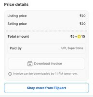 [Account Specific] Googleplay giftcard Worth Rs. 20 @ 5 + 15 supercoins