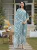 Skylee Blue Cotton Regular Fit Printed Kurta Set