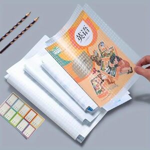 KSP HOME Transparent Paper Sticker Book Cover Film Book Binding Cover [30 Pcs- 3 Different Sizes -10 Each] Waterproof Self-Adhesive for Office School Textbook Protective Case