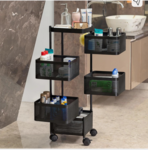 ZooY 5 Layer Kitchen Trolley Storage Rack Square Design Fruits & Vegetable Basket Iron Kitchen Trolley (Pre-assembled)