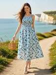 WOMEN A LINE BLUE DRESS 