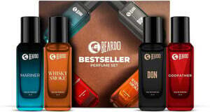 (Pack Of 4) BEARDO Bestseller Whisky Smoke, Mariner, Don & Godfather Perfume Strong, Long Lasting Eau de Parfum  -  80 ml (For Men)
