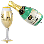 CHAMPAGNE THEME GLASS BOTTLE SHAPE FOIL BALOONS 