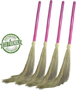 Pack Of 4 Debankan's Natural DF Branded 100% natural Heavy Plastic Pipe/Handle Broom