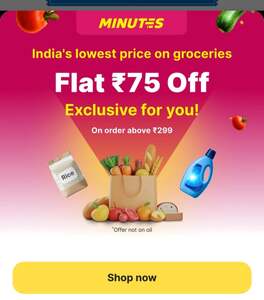 Flipkart Minutes Welcome Offer | 75 Off 1st Order | 50 Off on 2nd & 3rd Order (New User - Ac Specific)